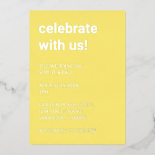 Aluminium Invitation de mariage simple en feuille d'or jaune
