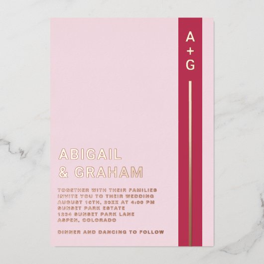 Aluminium Invitation de mariage simple moderne en feuille d' (Recto)