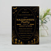 Aluminium Invitation éditable de fête d'Halloween en or (Debout devant)