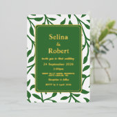 Aluminium Invitation élégante avec feuilles en feuille d'or (Debout devant)