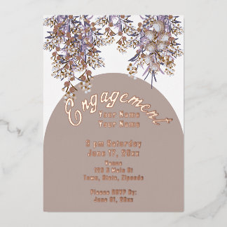 Aluminium Invitation élégante florale en feuille métallisée