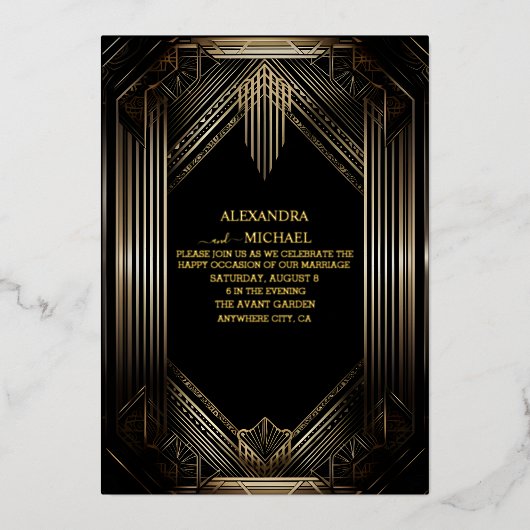 Aluminium Invitation en feuille d'aluminium Art Déco (Recto)