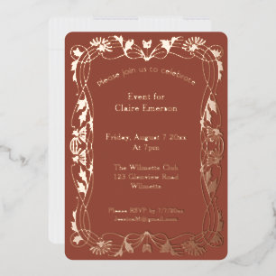 Aluminium Invitation en feuille d'aluminium avec cadre flora