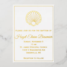 Invitation en feuille d'aluminium bordée de coquil