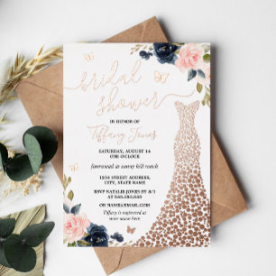 Aluminium Invitation en feuille d'aluminium Rose Gold Navy D