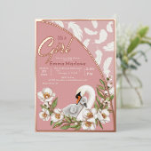 Aluminium Invitation en feuille de bébé cygne rose (Debout devant)