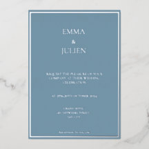 Invitation en feuille de bleu poussiéreux chic
