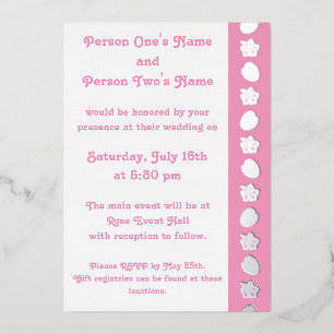 Aluminium Invitation en feuille de papier rose pétale avec H