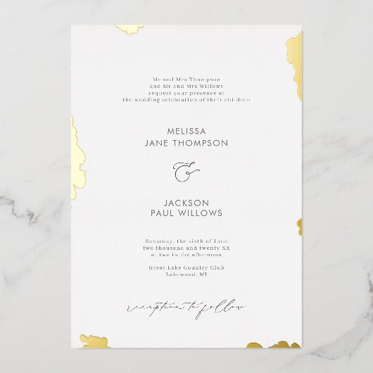 Aluminium Invitation en feuille d'or avec bords dorés design (Recto)