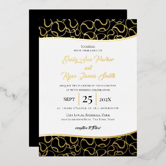 Aluminium Invitation en feuille d'or Baseball (Recto/Verso)