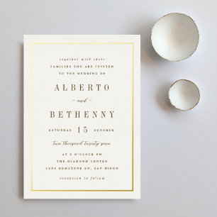 Aluminium Invitation en feuille d'or dorée