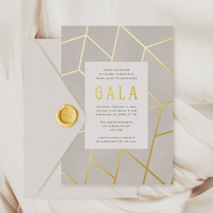 Aluminium Invitation en feuille d'or géométrique Crème Gala