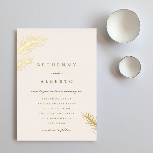 Aluminium Invitation en feuille d'or Pins