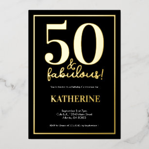 Aluminium Invitation en feuille d'or pour 50 ans et Fabulosi