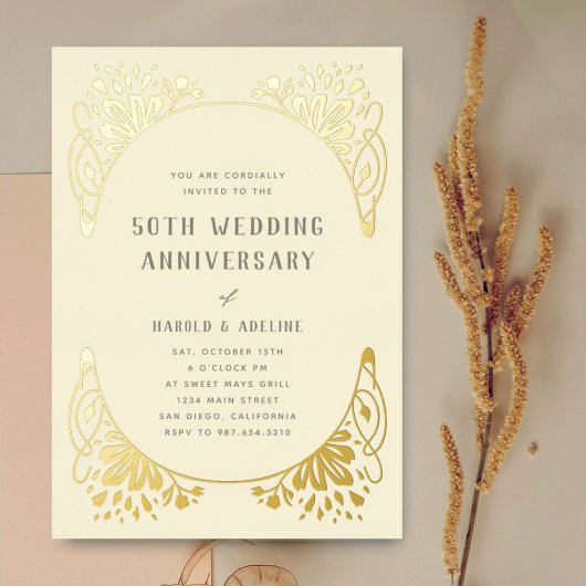 Aluminium Invitation en feuille d'or pour anniversaire de ma