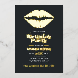 Aluminium Invitation en feuille d'or pour anniversaire noir 