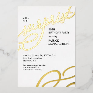 Aluminium Invitation en feuille d'or pour fête surprise