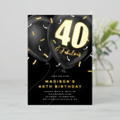 Aluminium Invitation en feuille d'or pour les 40 ans (Debout devant)