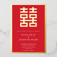 Invitation en feuille d'or pour mariage chinois Do