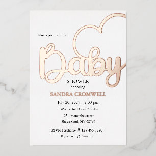 Aluminium Invitation en feuille métallisée pour Baby Shower,