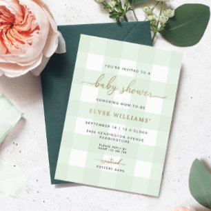 Aluminium Invitation en papier alu vert menthe à carreaux po
