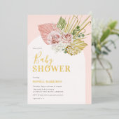 Aluminium Invitation en véritable feuille d'or rose Boho Flo (Debout devant)