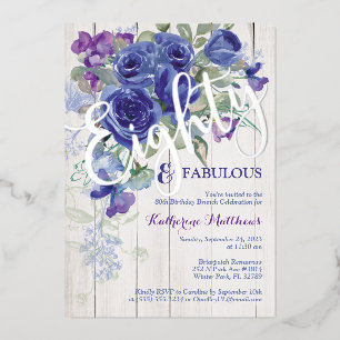 Aluminium Invitation Rose d'aquarelle en argent huit bleu