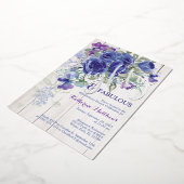 Aluminium Invitation Rose d'aquarelle en argent huit bleu (Rotation)