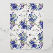 Aluminium Invitation Rose d'aquarelle en argent huit bleu (Verso)