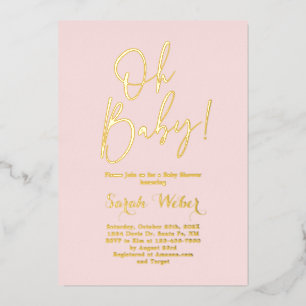 Aluminium Invitation simple en papier métallisé rose blush