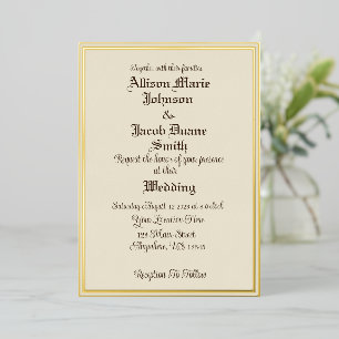 Aluminium Invitation simple mais élégante avec cadre en feui