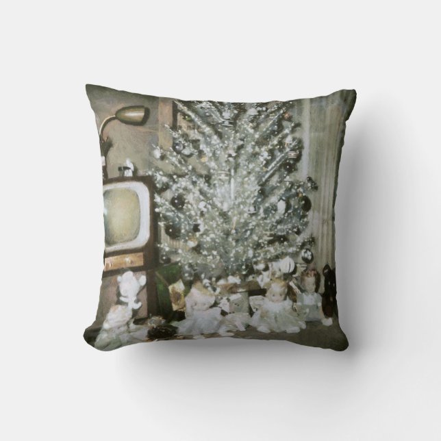  aluminium kerstboom, oude poppen speelgoed kussen (Voorkant)
