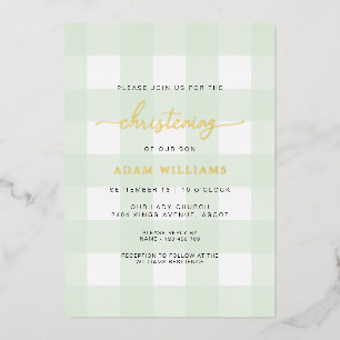Aluminium Menthe Green En vichy Christening Foil Invitation