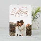 Aluminium Menu de devant avec photo et invitation en feuille (Debout devant)