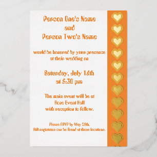 Aluminium Nos Coeurs 8 bits en Orange Foil Invitation