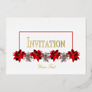 Aluminium Poinsettias Rouges et Blancs Invitation en feuille