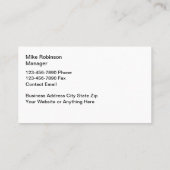 Aluminium Supply Company Cartes de visite (Dos)