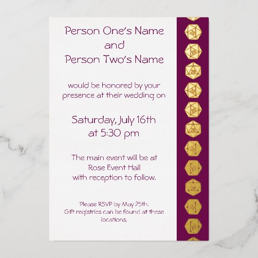 Aluminium Tabletop Chic en Feuille de Vin Invitation (Recto)