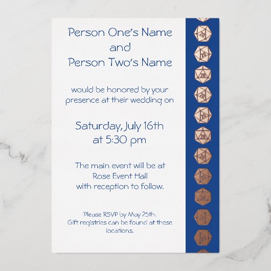 Aluminium Tabletop Chic en Invitation Bleu Feuille (Recto)