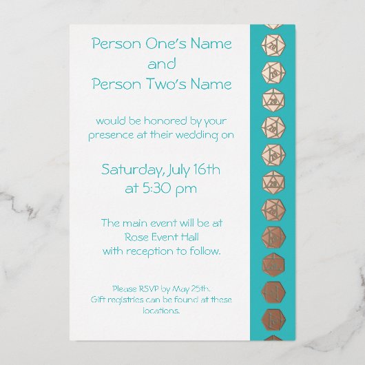 Aluminium Tabletop Chic en Turquoise Foil Invitation (Recto)