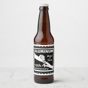 ALUMINIUM traditionele 10e trouwdag cadeau Bier Etiket