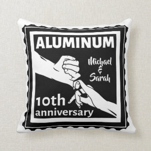 ALUMINIUM traditionele 10e trouwdag cadeau Kussen