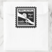 ALUMINIUM traditionele 10e trouwdag cadeau Vierkante Sticker (Tas)