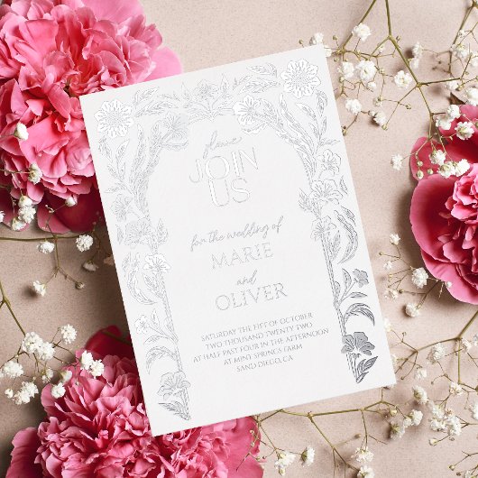 Aluminium Trellis floral | Invitation moderne en feuille de