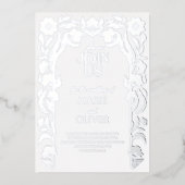 Aluminium Trellis floral | Invitation moderne en feuille mét (Recto)