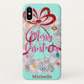 Aluminium Wreath Retro Kerstmis Case-Mate iPhone Case (Achterkant)