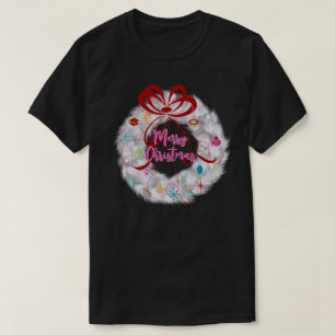 Aluminium Wreath Retro Kerstmis T-shirt