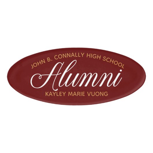 Alumni Maroon Gold High School Reunion Custom Naambadge (Voorkant)