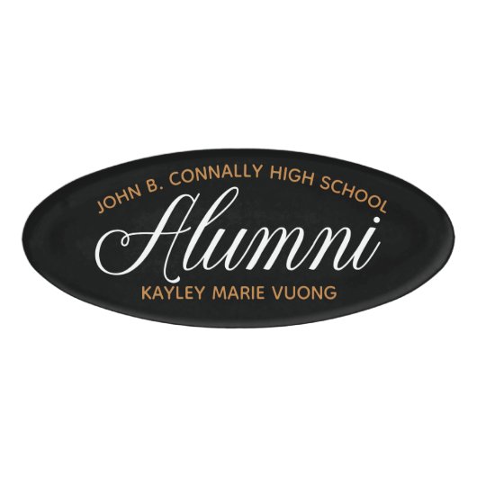 Alumni Zwart Goud High School Reunion Custom Naambadge (Voorkant)