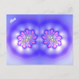 ALVA ~ 3D Fractal Design ~ Roze Blue Mauve ~ Briefkaart